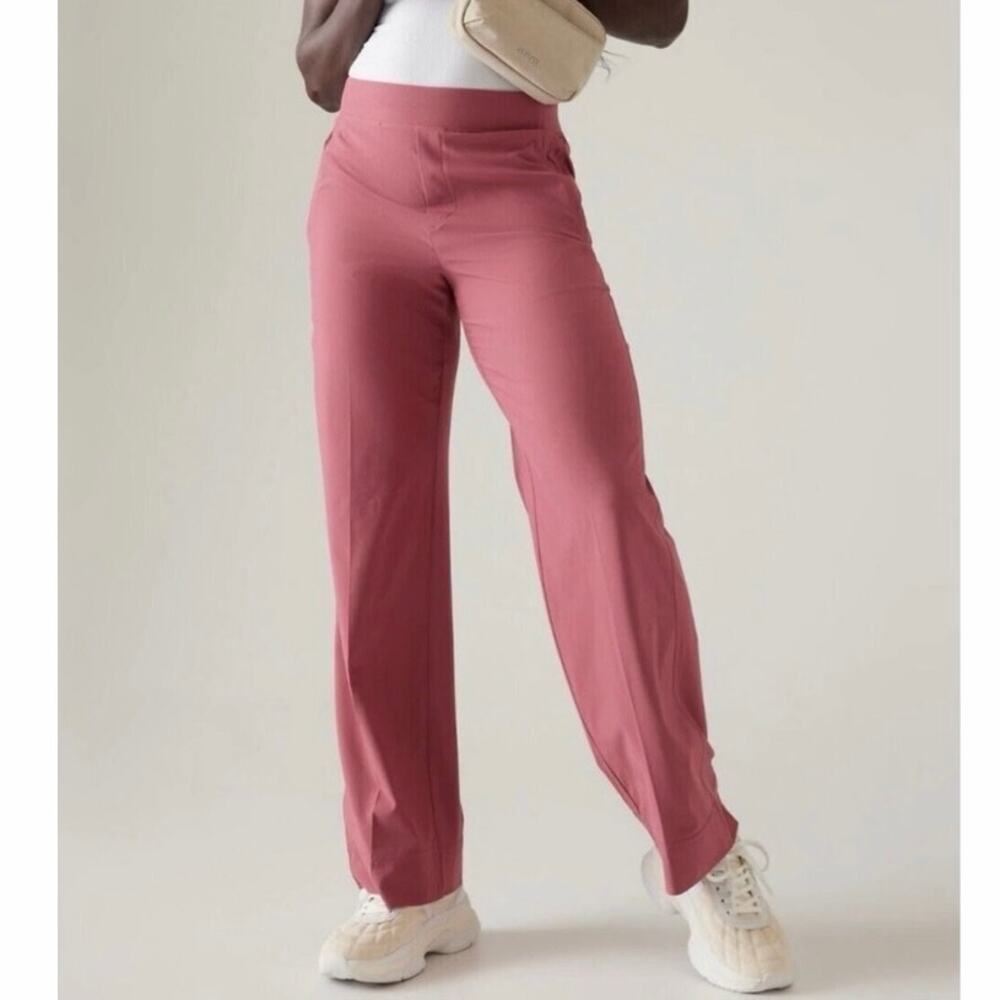 ATHLETA Brooklyn Heights Wide Leg Trouser Rosewood Pink Wide Leg Pants Sz 0